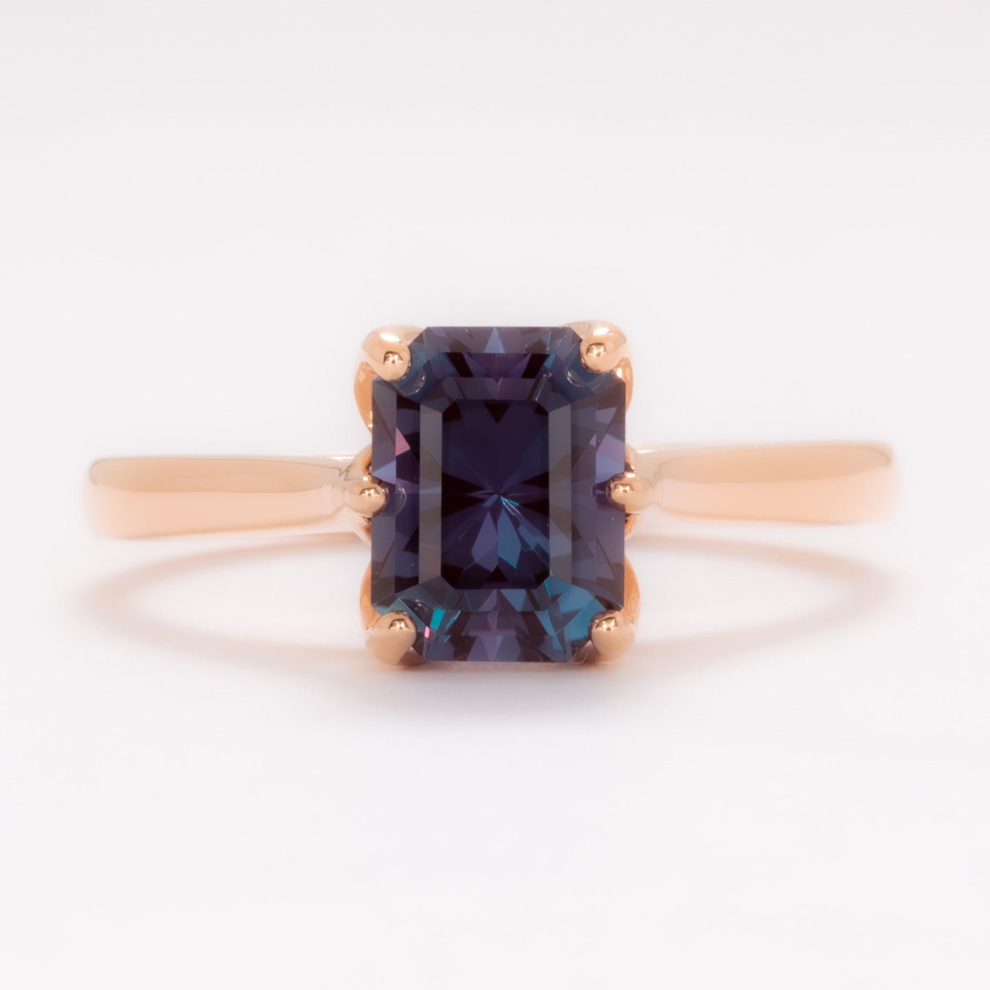 daphnis solitaire engagement ring with radiant cut lab alexandrite
