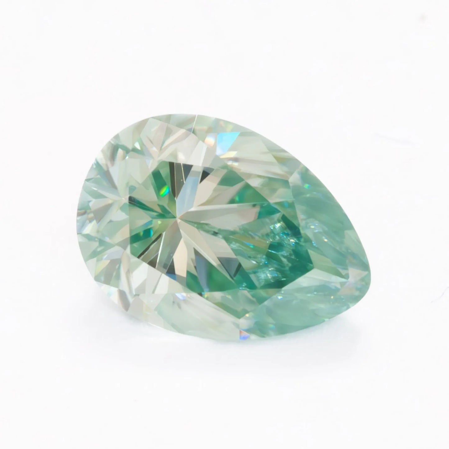 blue-green moissanite pear
