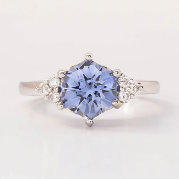 eloise engagement ring with blue lab sapphire