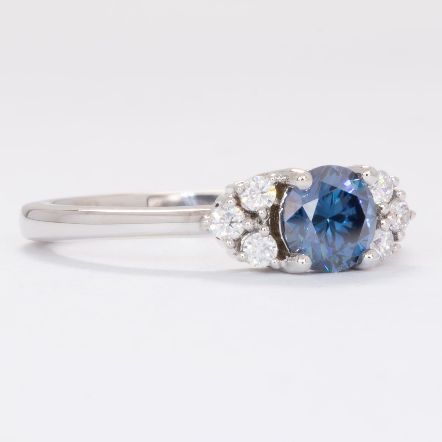 esilda ring with round blue moissanite