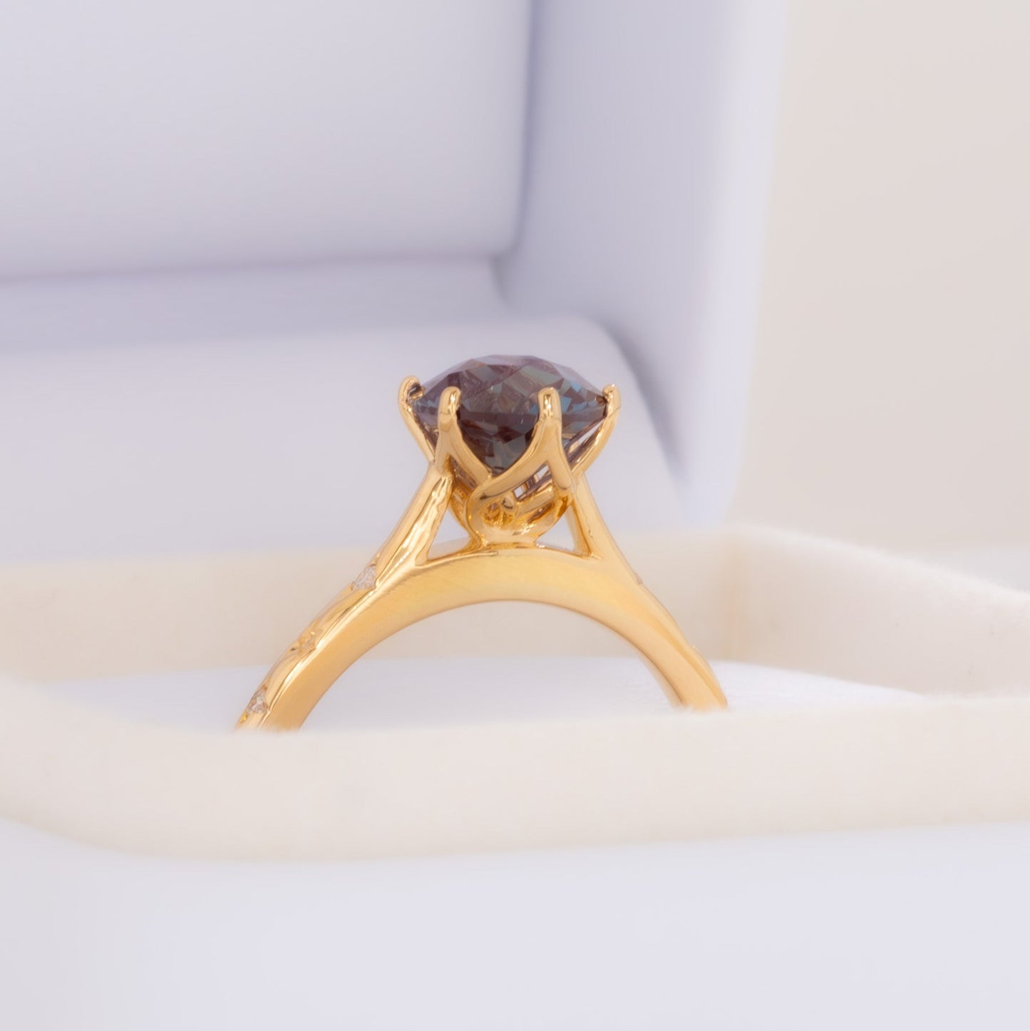 estel engagement ring with round lab alexandrite