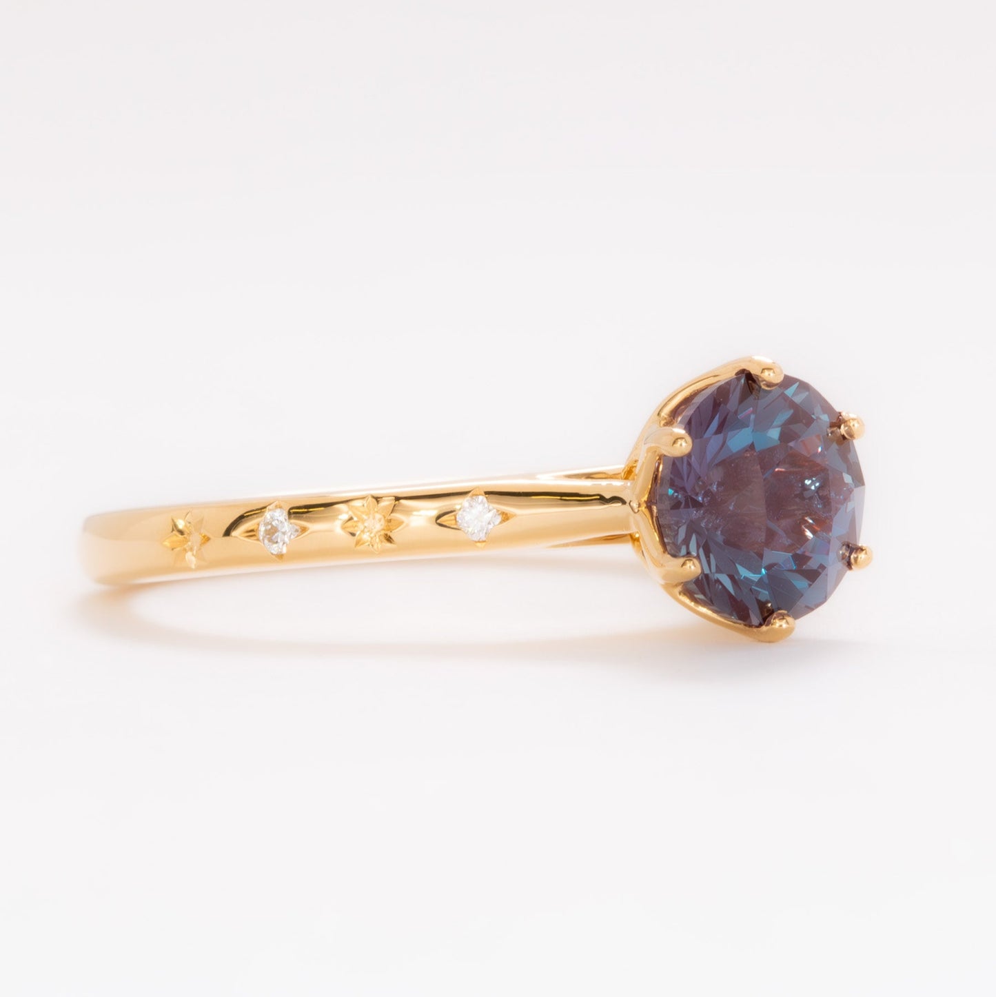 estel engagement ring with round lab alexandrite