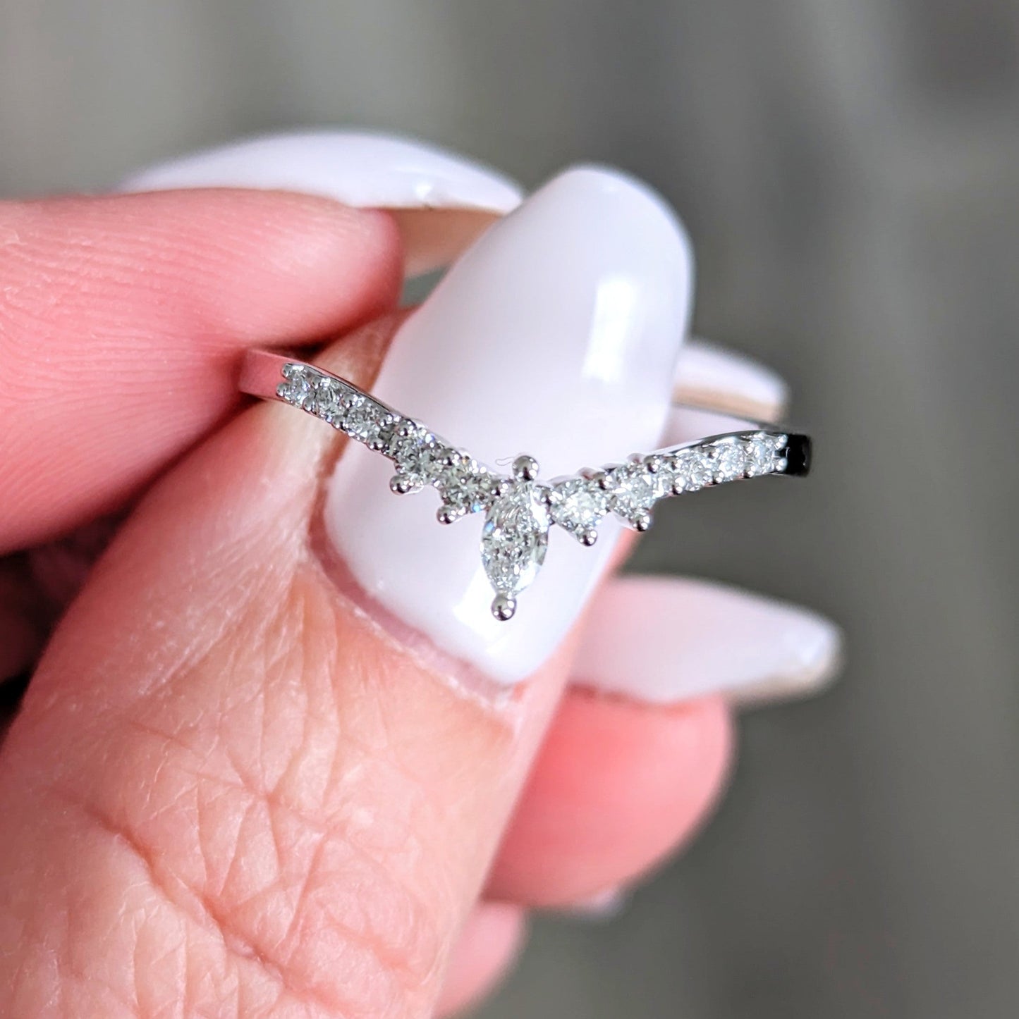harper band with marquise and round lab diamonds