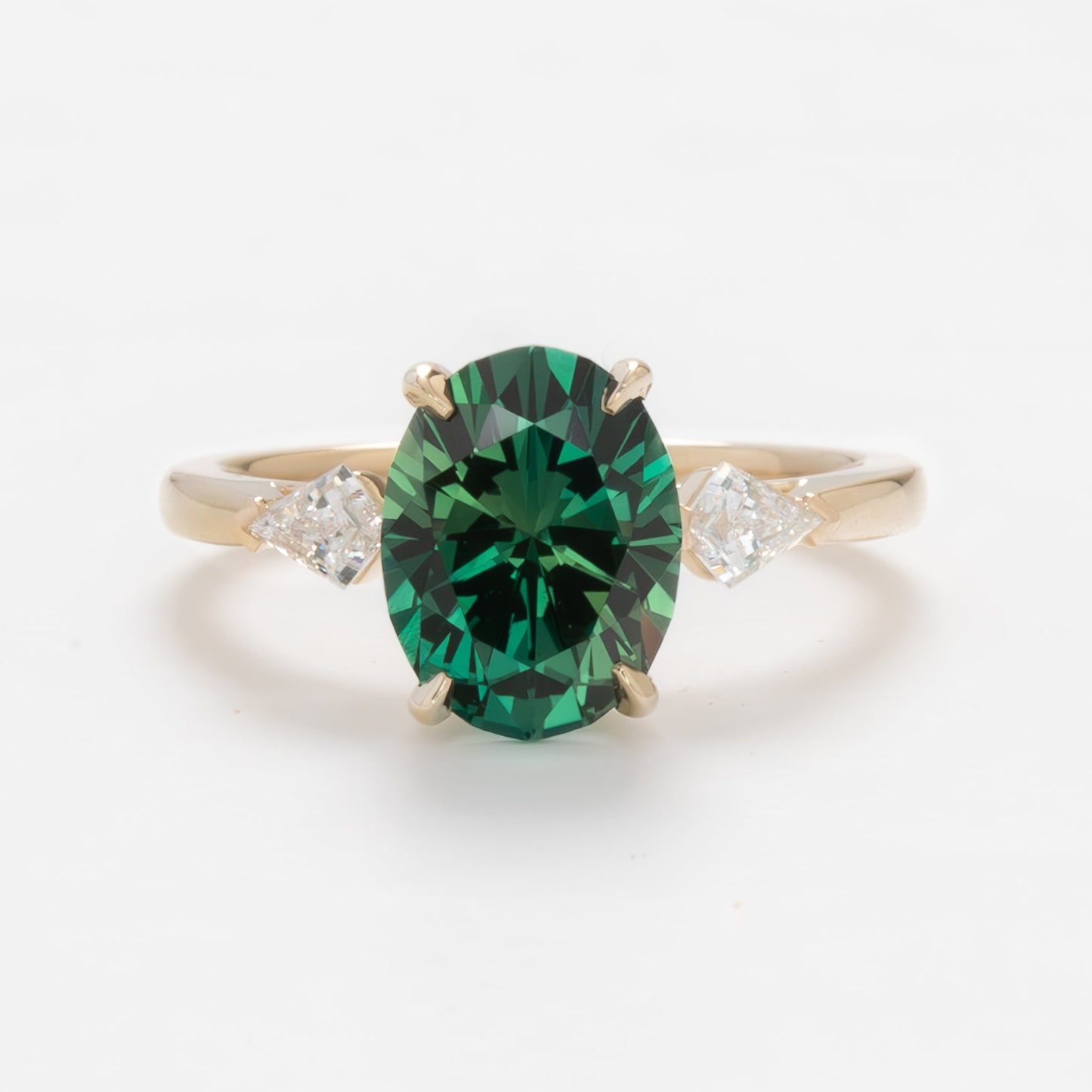 jamie ring with green lab sapphire oval