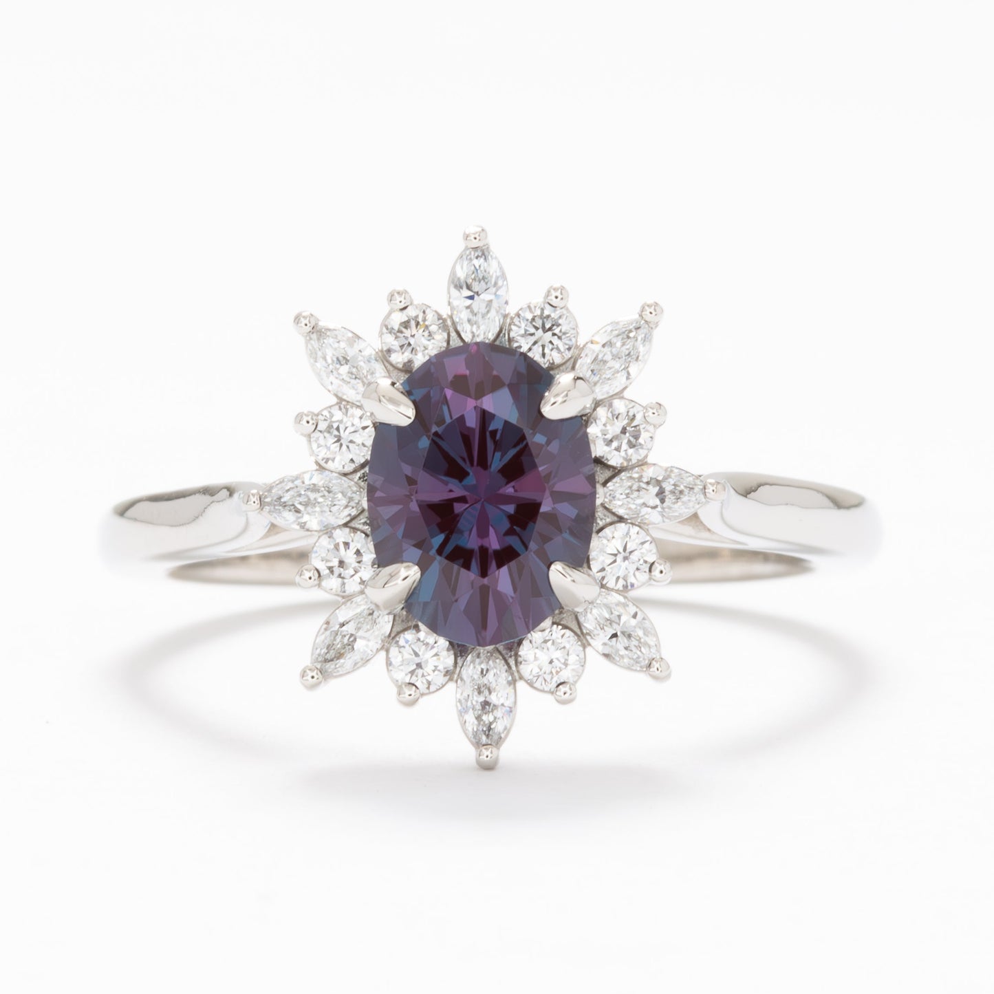 kenna halo engagement ring with oval lab alexandrite