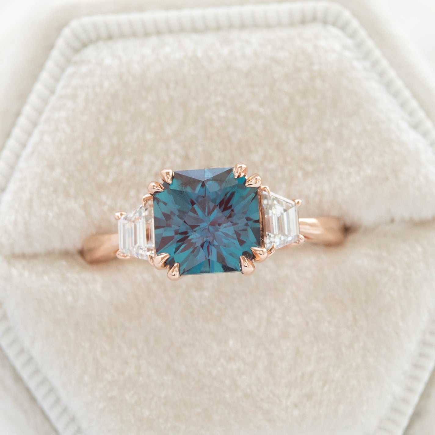 Asscher three stone ring sales