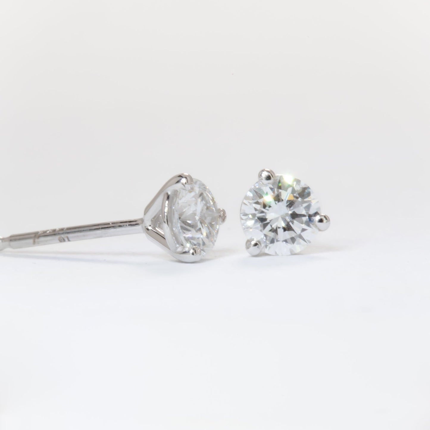 lab diamond martini earrings in white gold