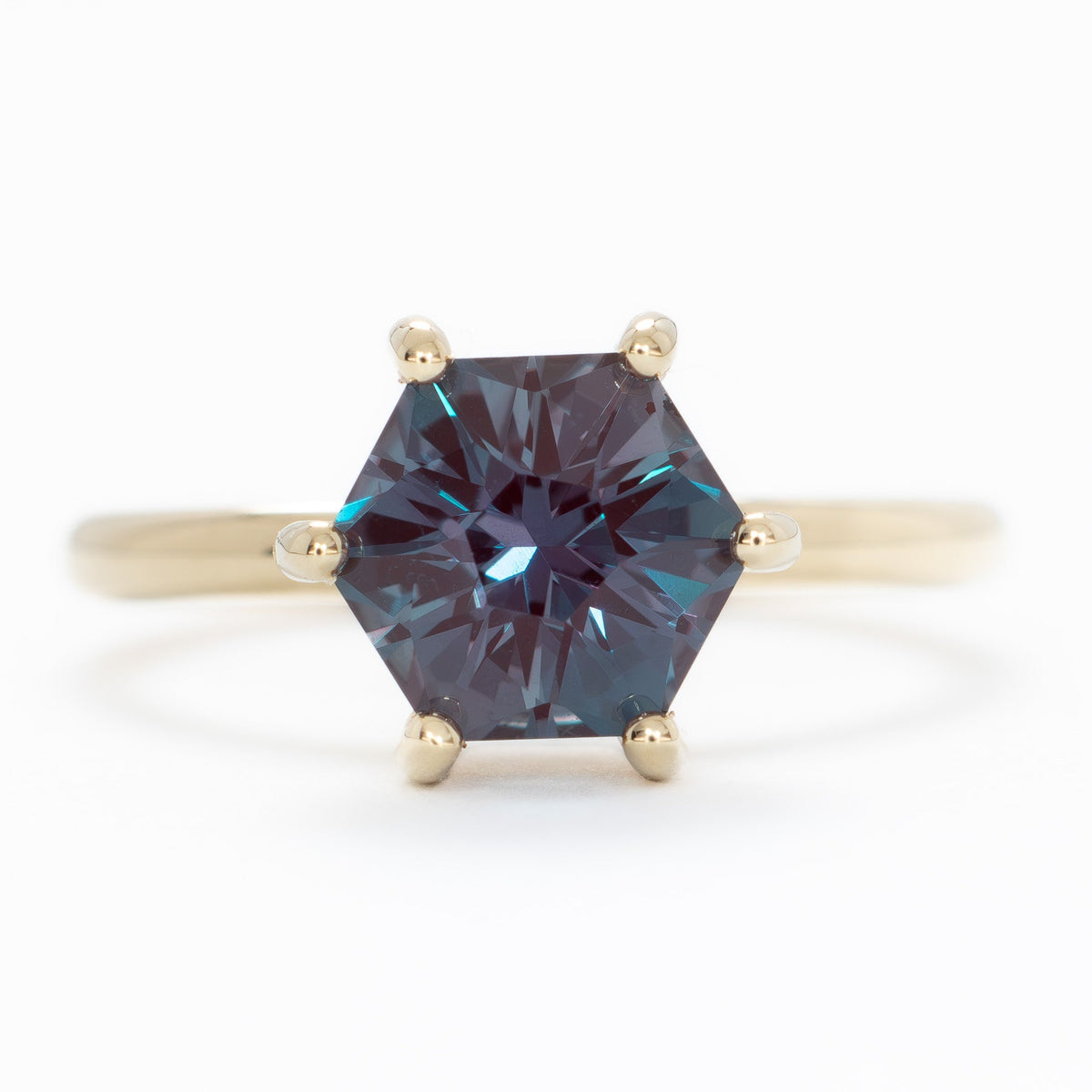 lana hidden halo engagement ring in yellow gold with hex lab alexandrite