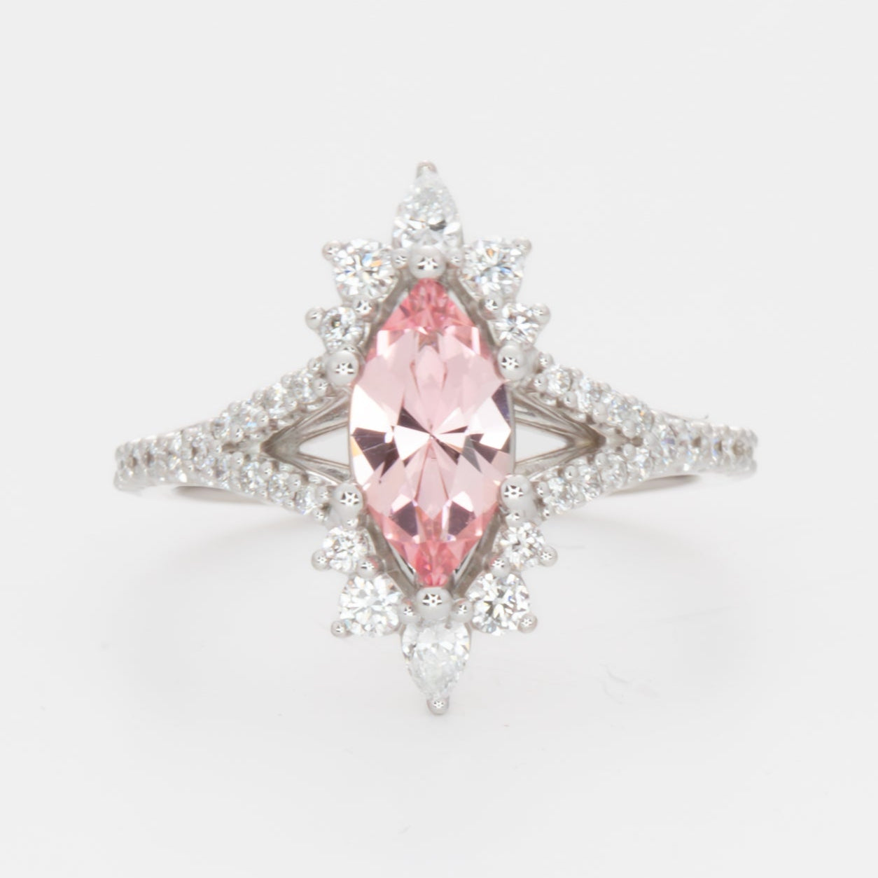 luna engagement ring with pink marquise lab sapphire
