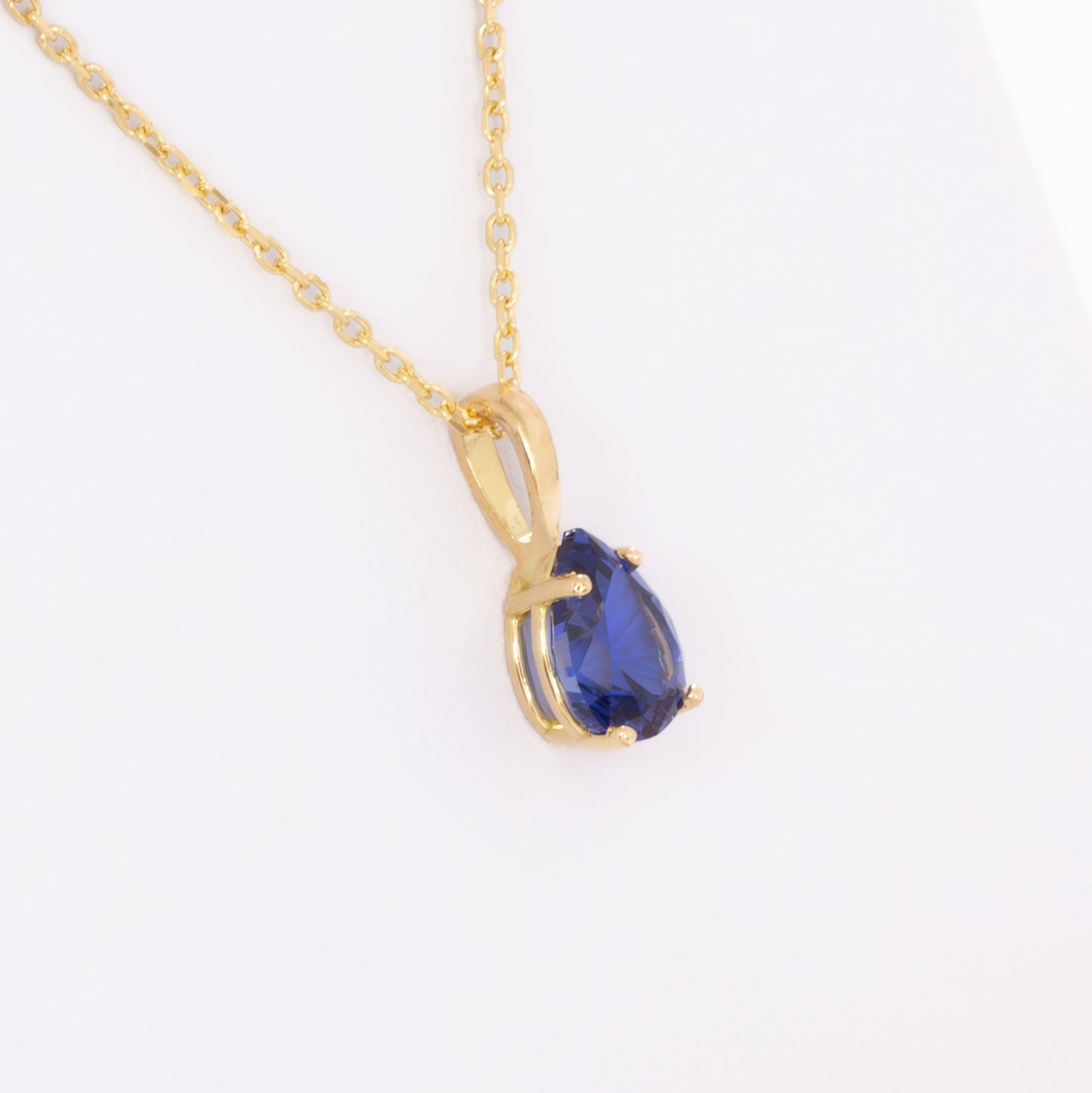 marley necklace with pear cut royal blue lab sapphire