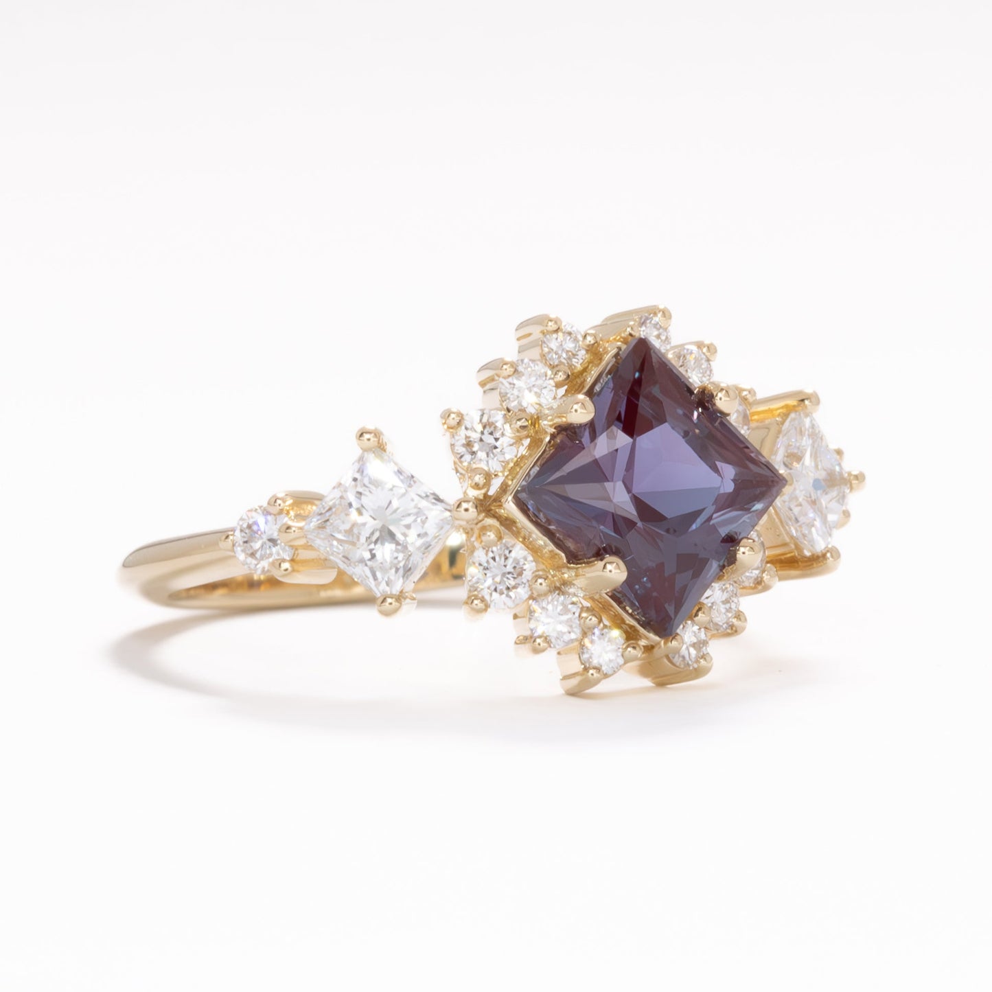 melissa ring with princess cut lab alexandrite