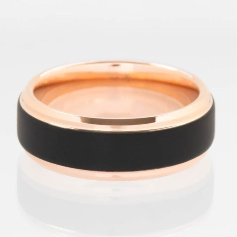 men's tungsten and rose gold band