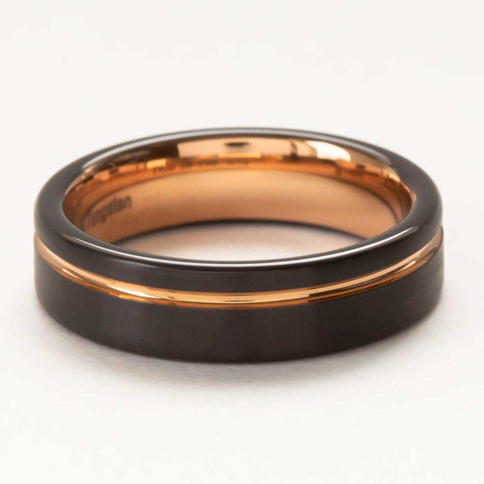tungsten and rose gold men's band