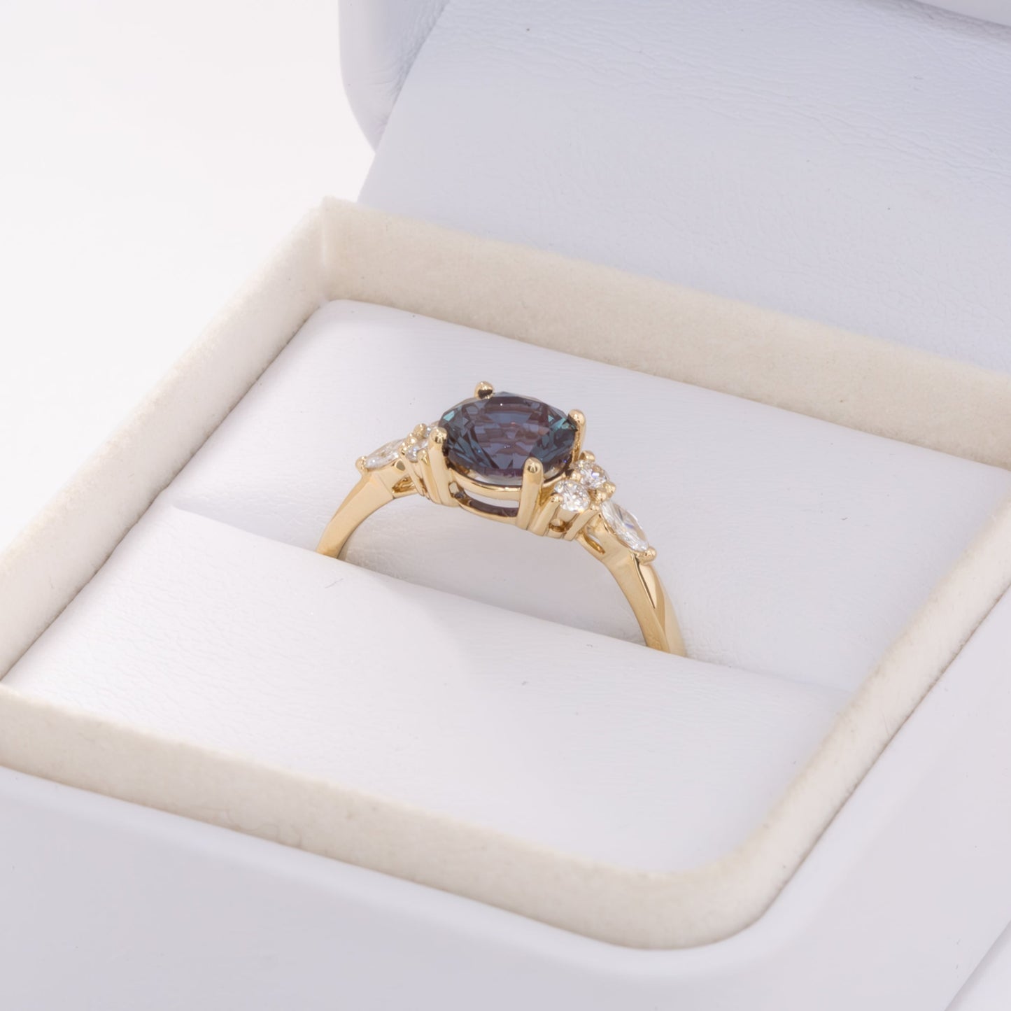 modified natalia ring with round lab alexandrite