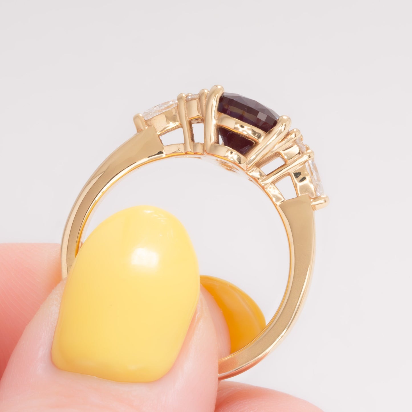 natalia engagement ring with pear lab alexandrite