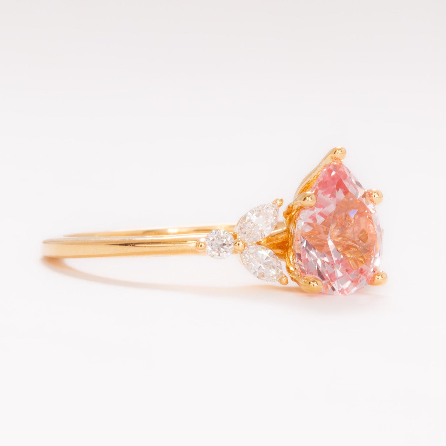 nature inspired lili ring with pink lab sapphire pear