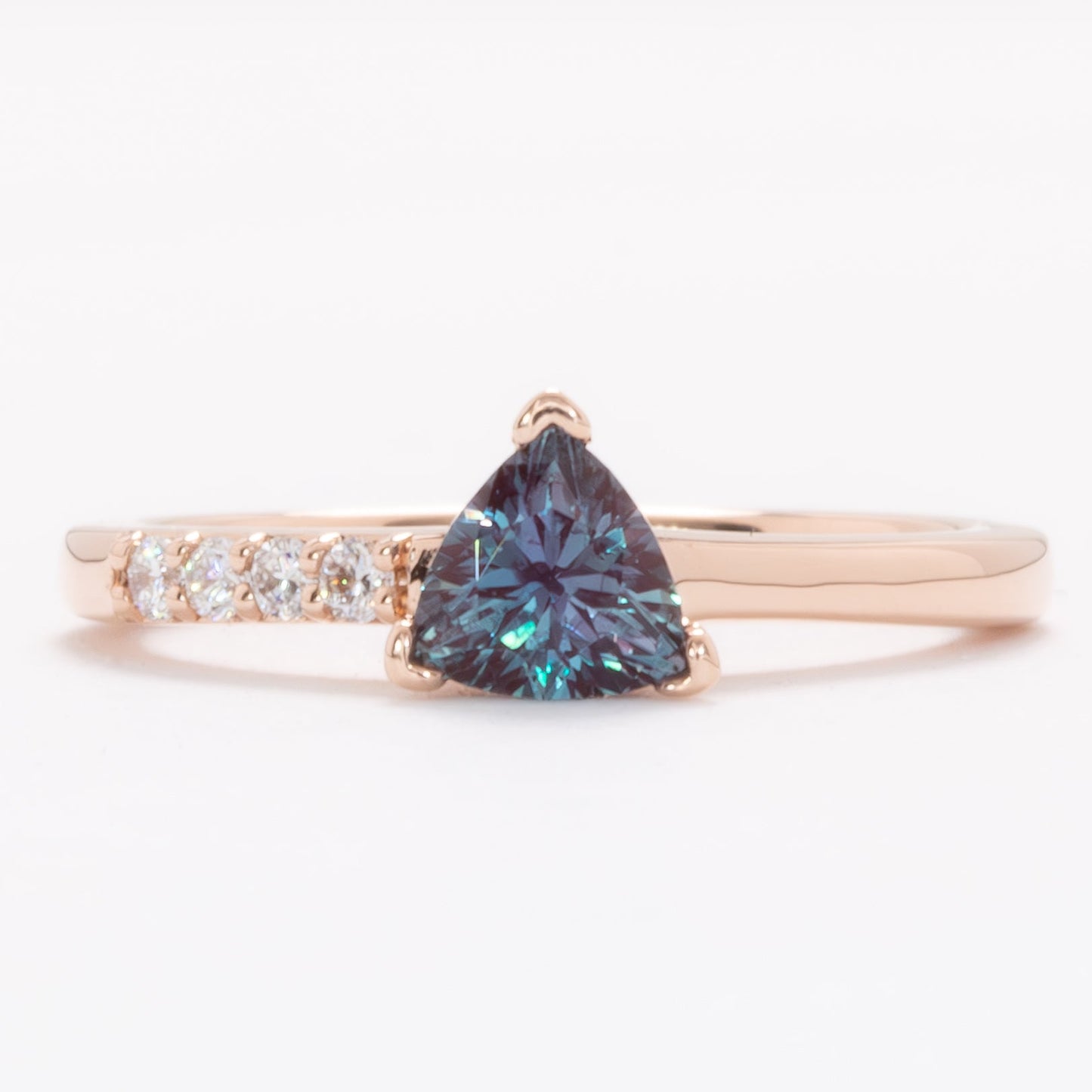 norah asymmetrical engagement ring with trillion lab alexandrite
