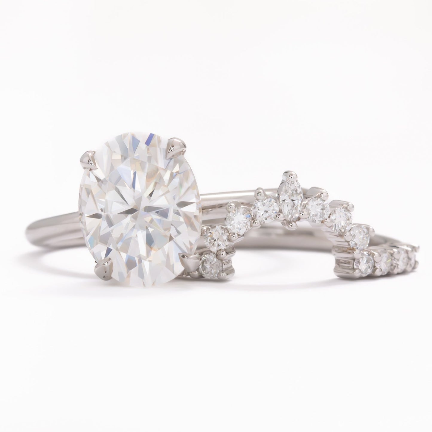 oval moissanite hidden halo engagement ring