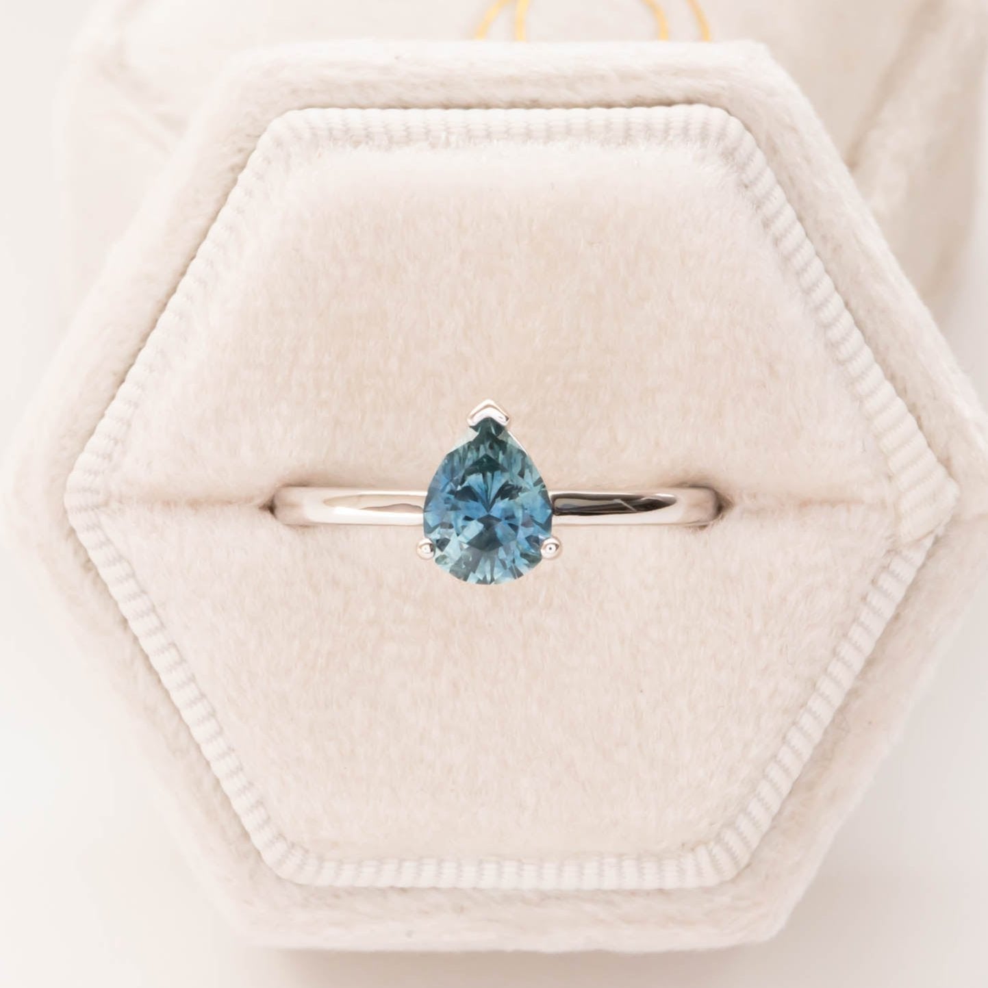pear montana sapphire engagement ring in white gold