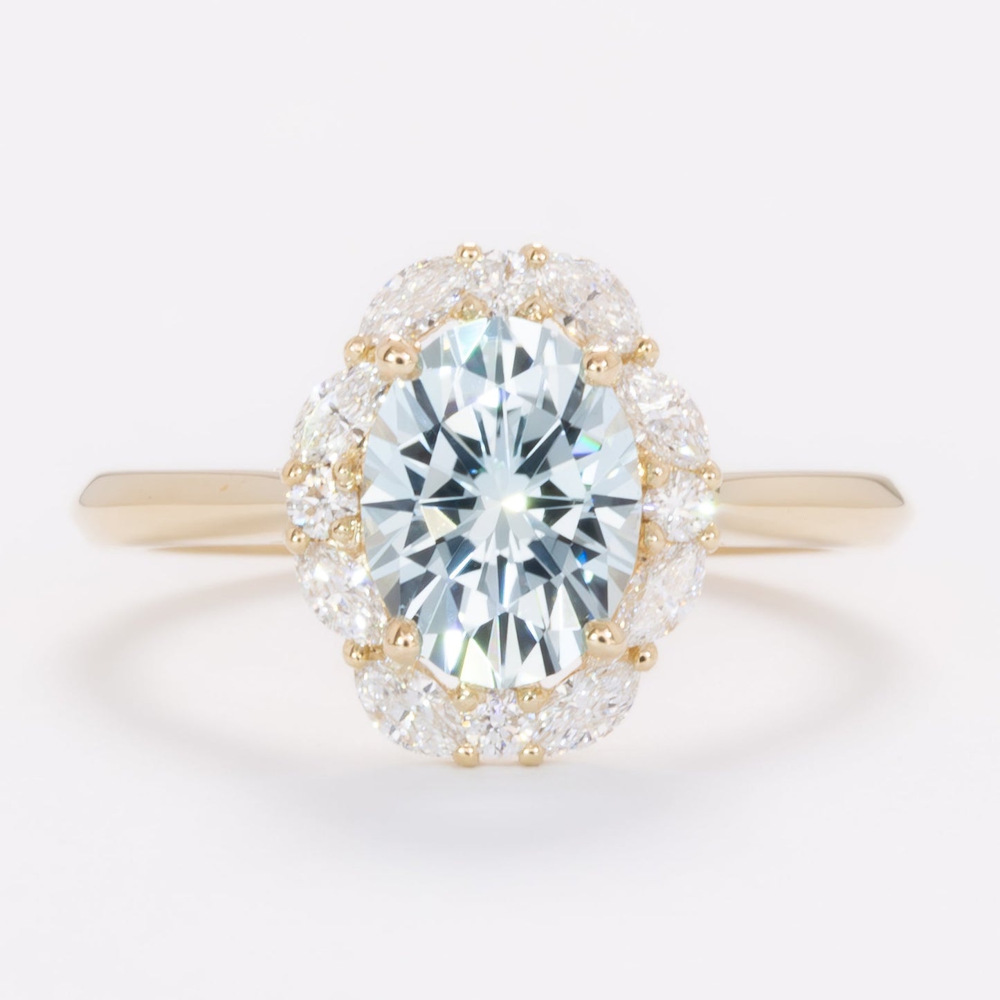 renee halo engagement ring with oval lab sapphire