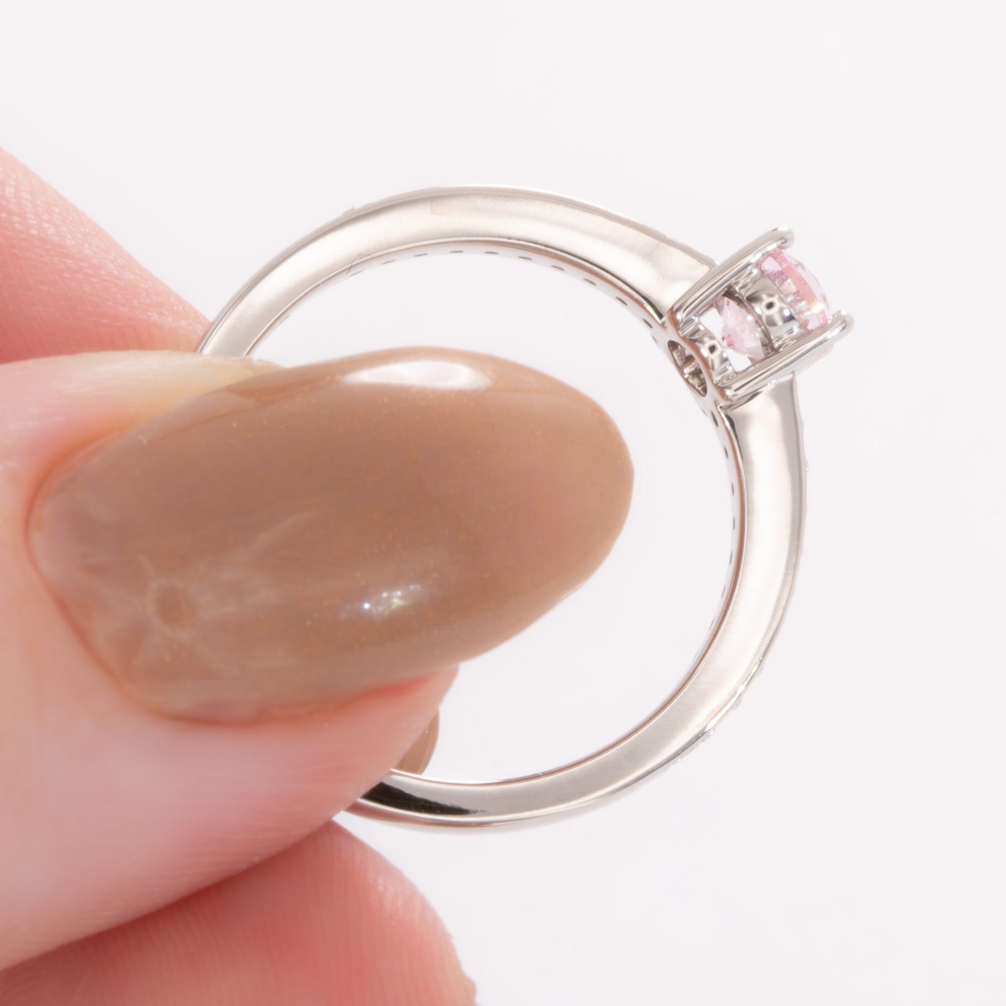 rumi wedding set with pink oval lab sapphire