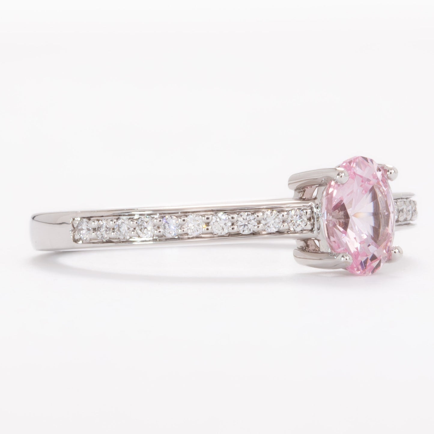 rumi wedding set with pink oval lab sapphire