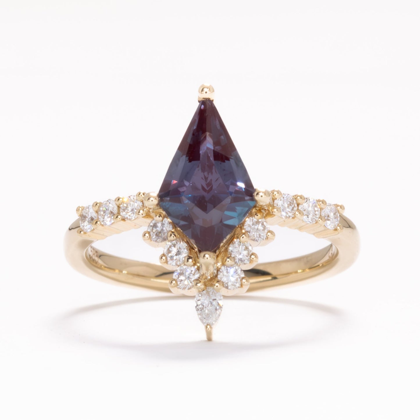 sadie ring with kite cut lab alexandrite