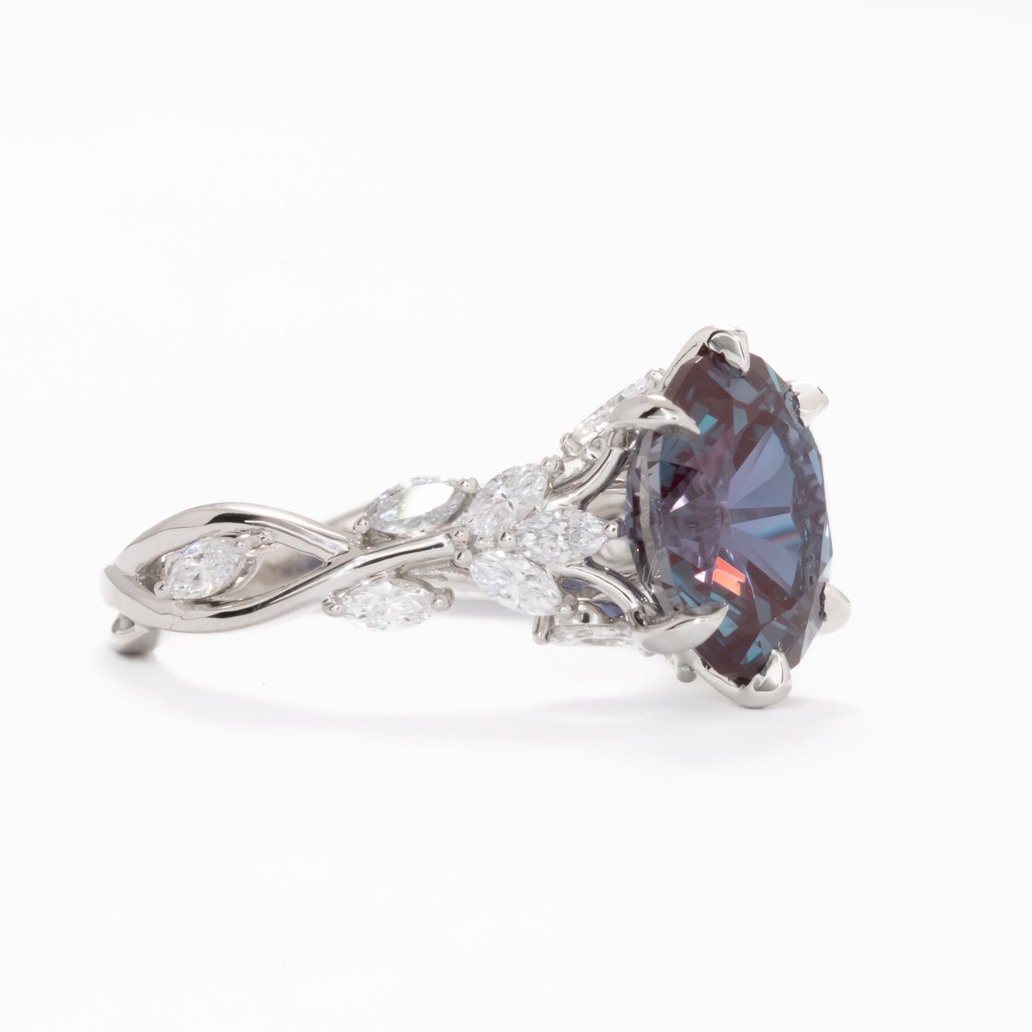 senna nature inspired ring with oval lab alexandrite