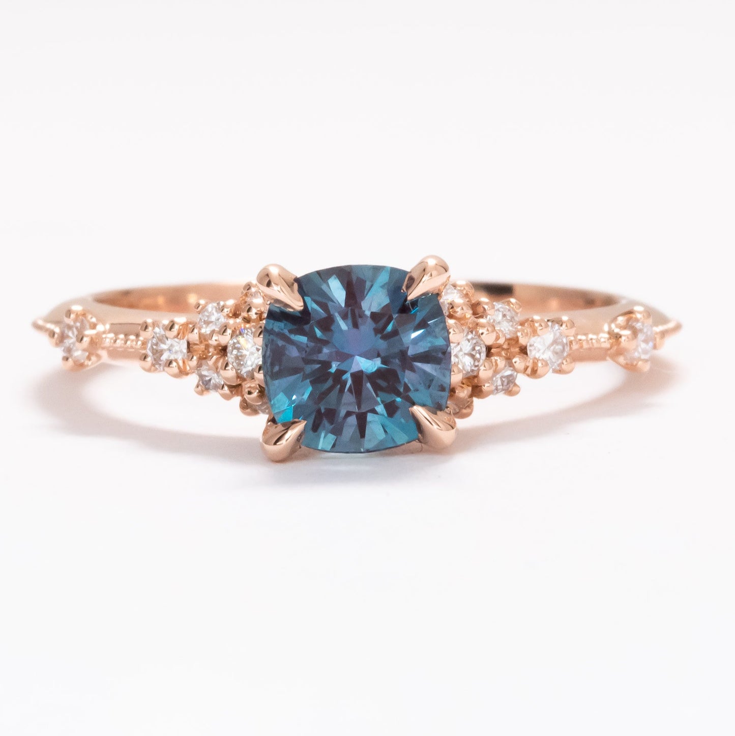sloane ring with cushion cut lab alexandrite
