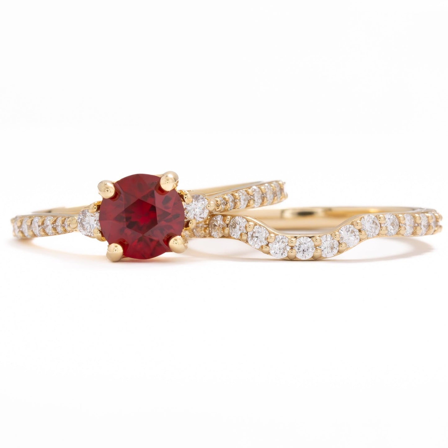 stacy wedding set with lab ruby