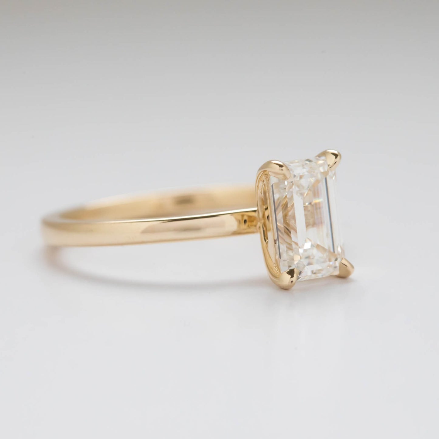 step cut lab diamond engagement ring