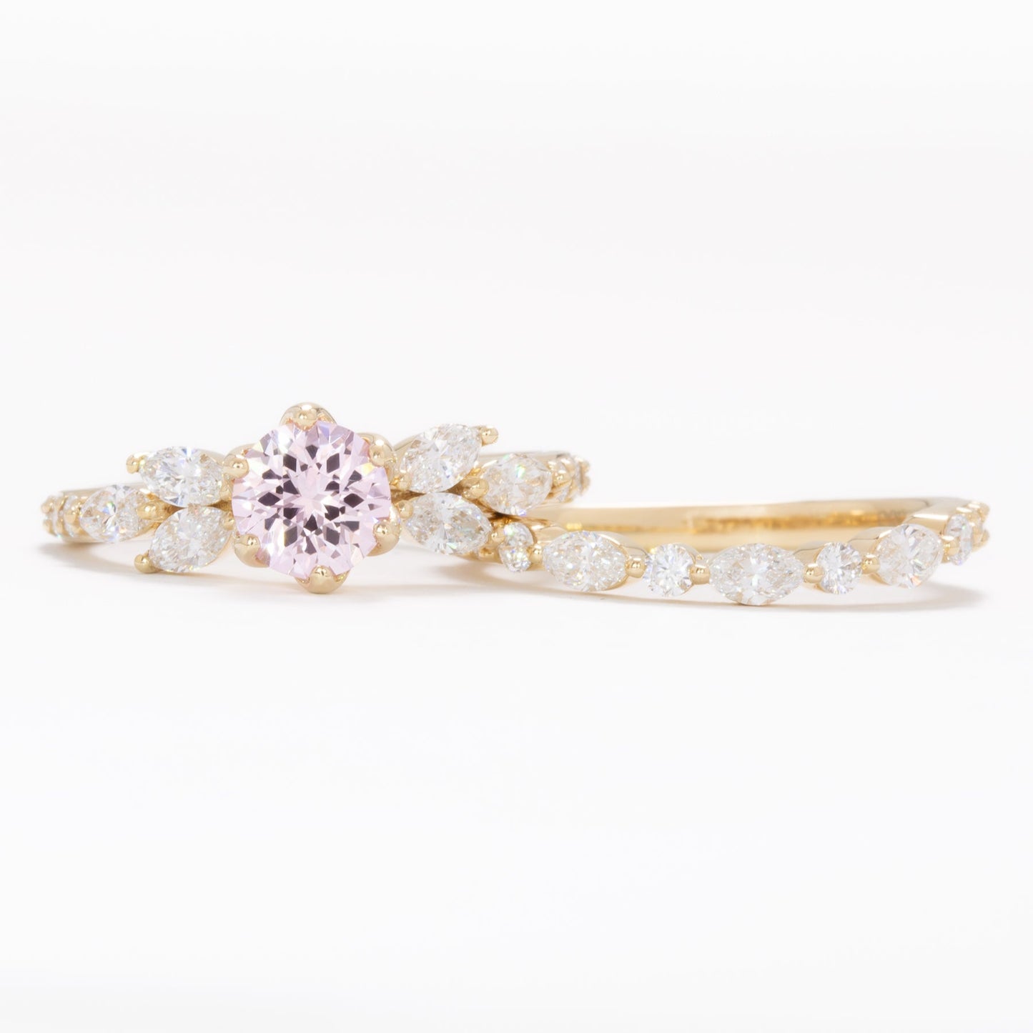 talia wedding set with lavender lab gem