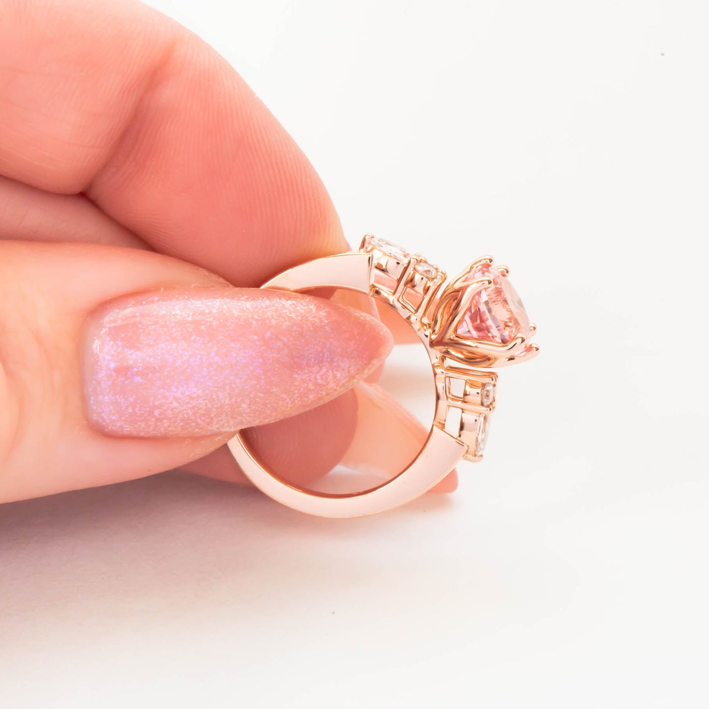 tulip basket natalia ring with peach lab sapphire