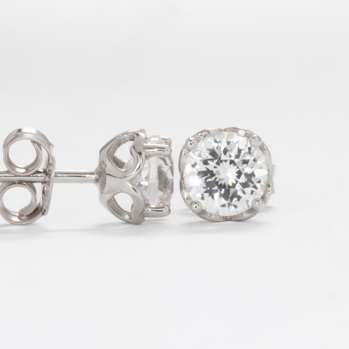 white lab ssapphire earrings in white gold