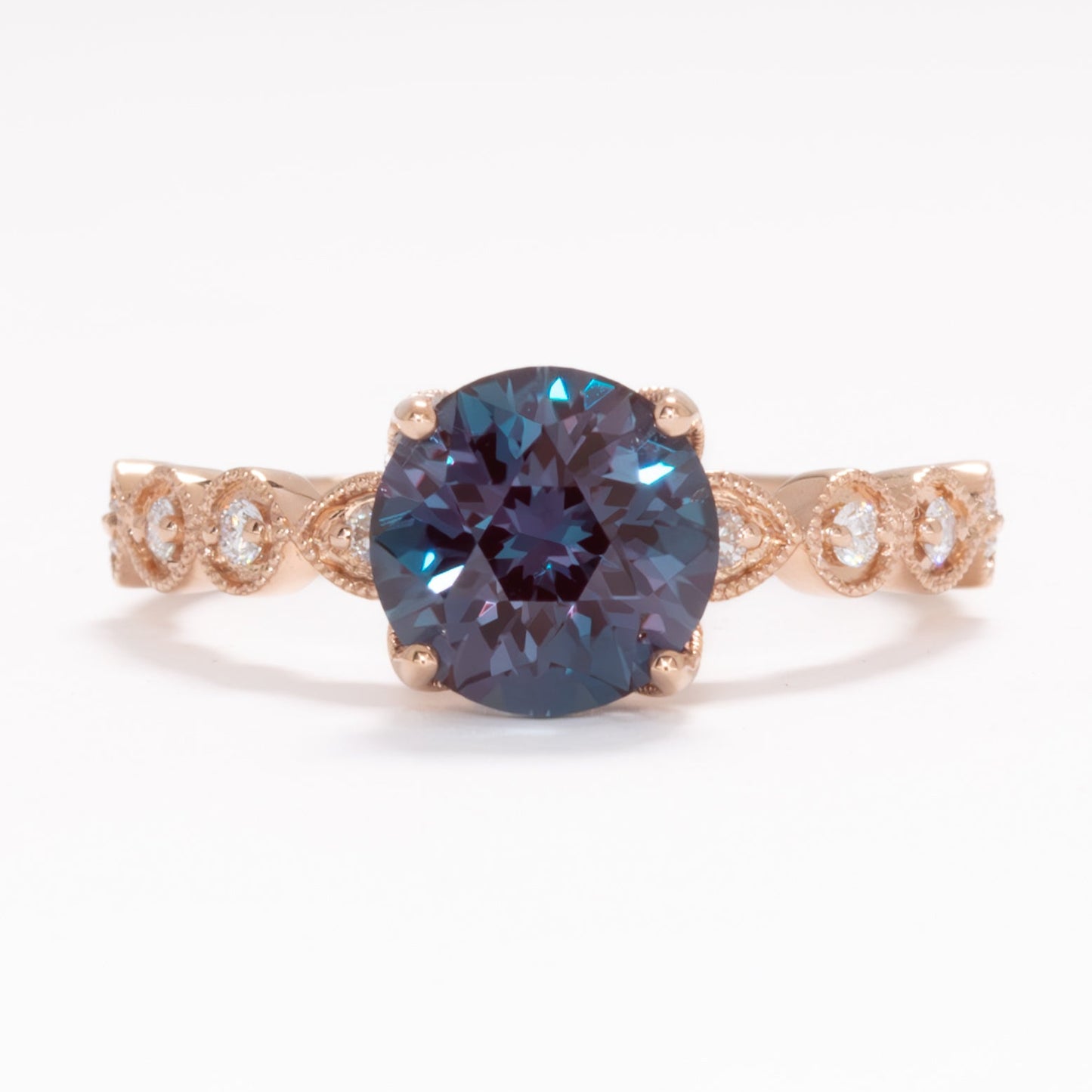 willow ring with round lab alexandrite