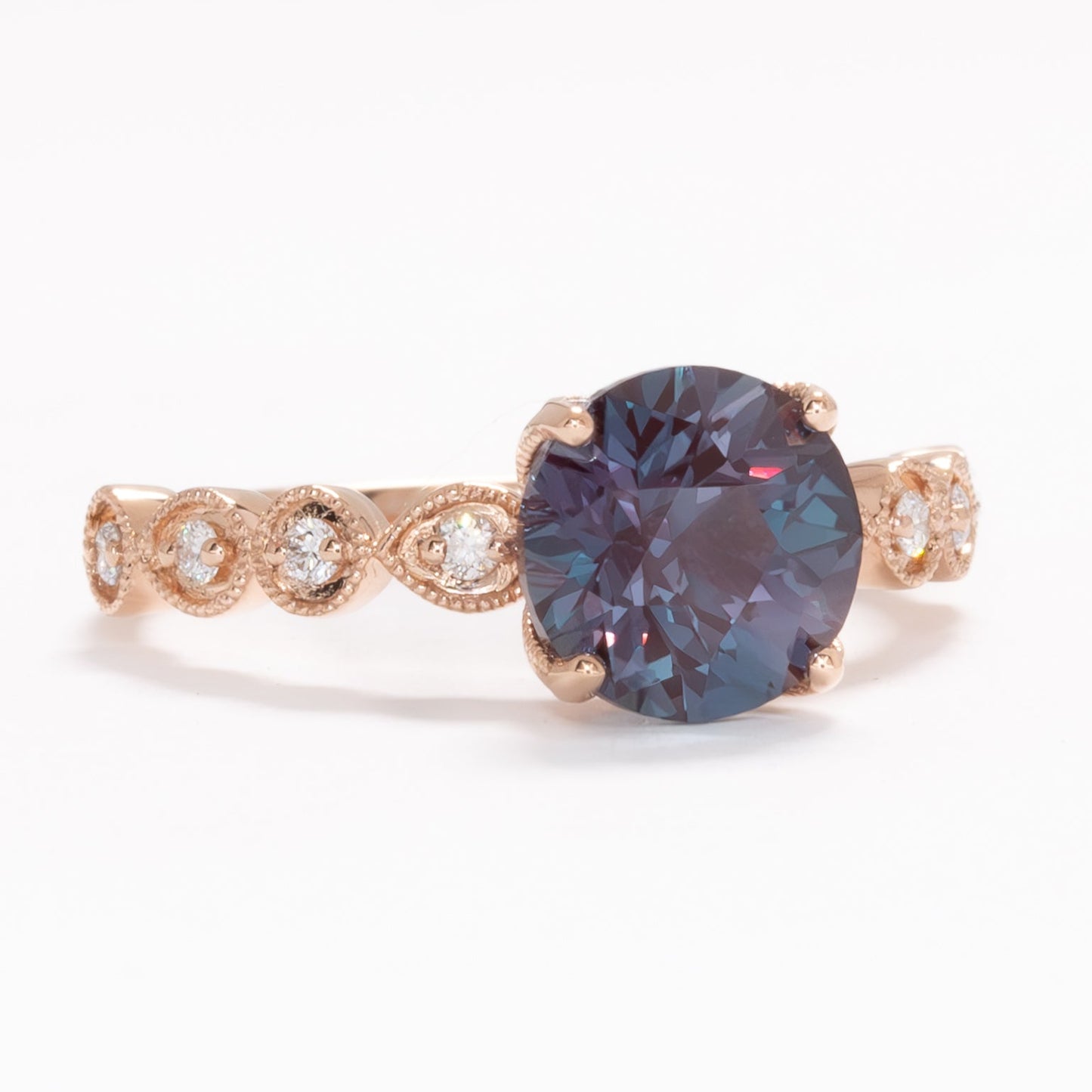 willow ring with round lab alexandrite