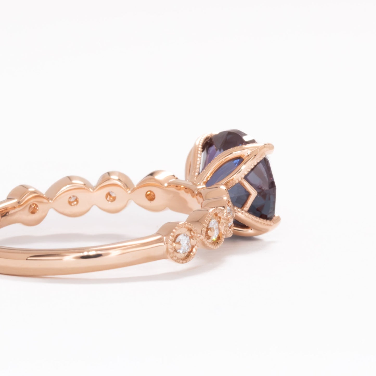 willow ring with round lab alexandrite