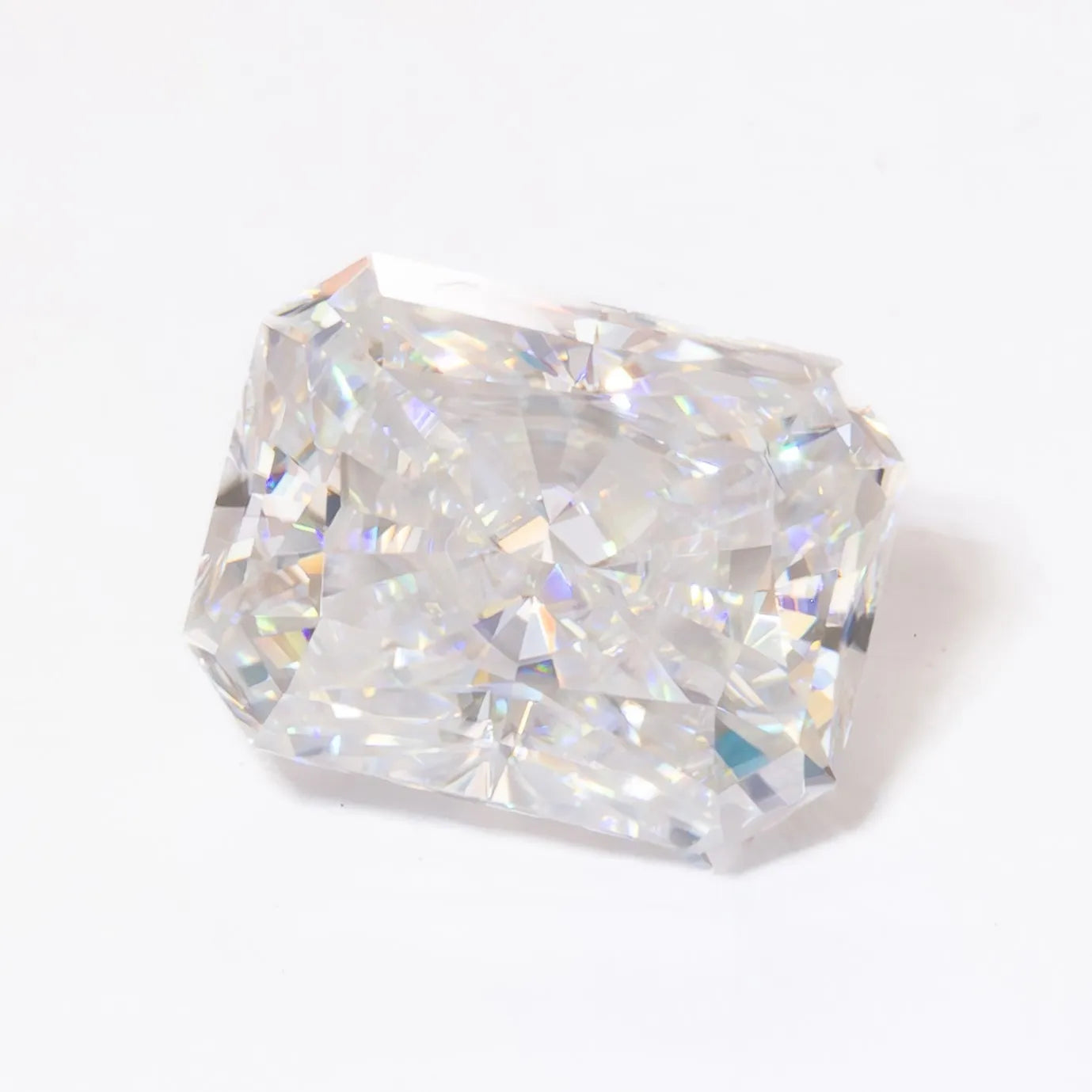 white moissanite radiant cut