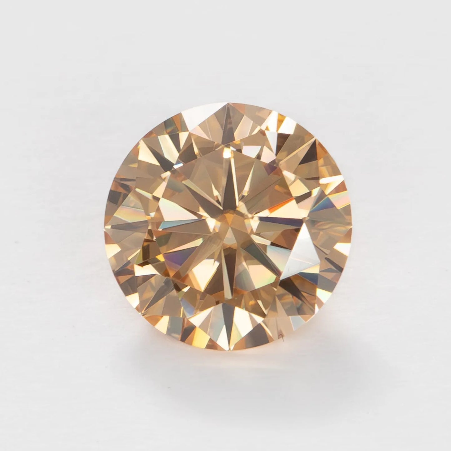 golden moissanite round brilliant