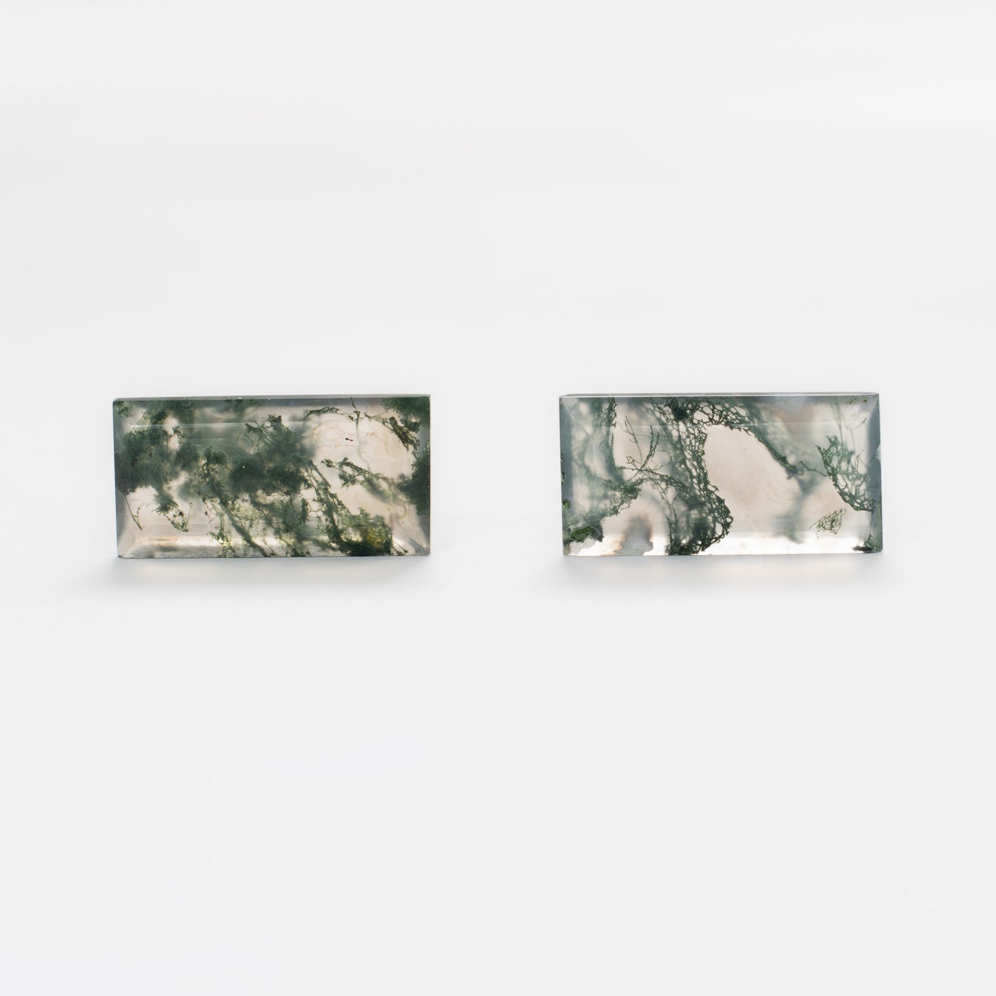 20x10mm Baguette Green Moss Agate