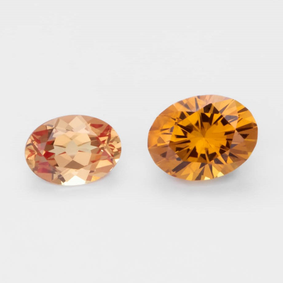 commercial cut and precision cut orange lab sapphire