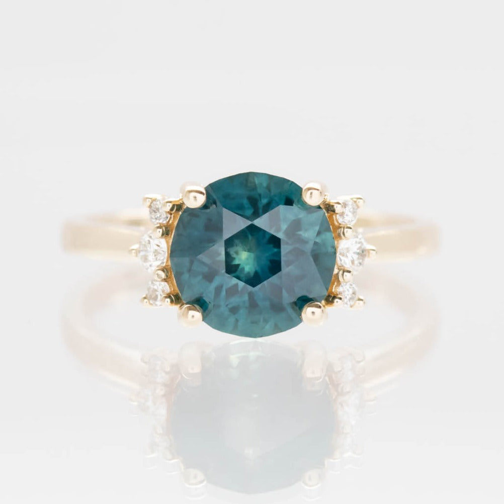 Eclipse blue montana sapphire round engagement ring