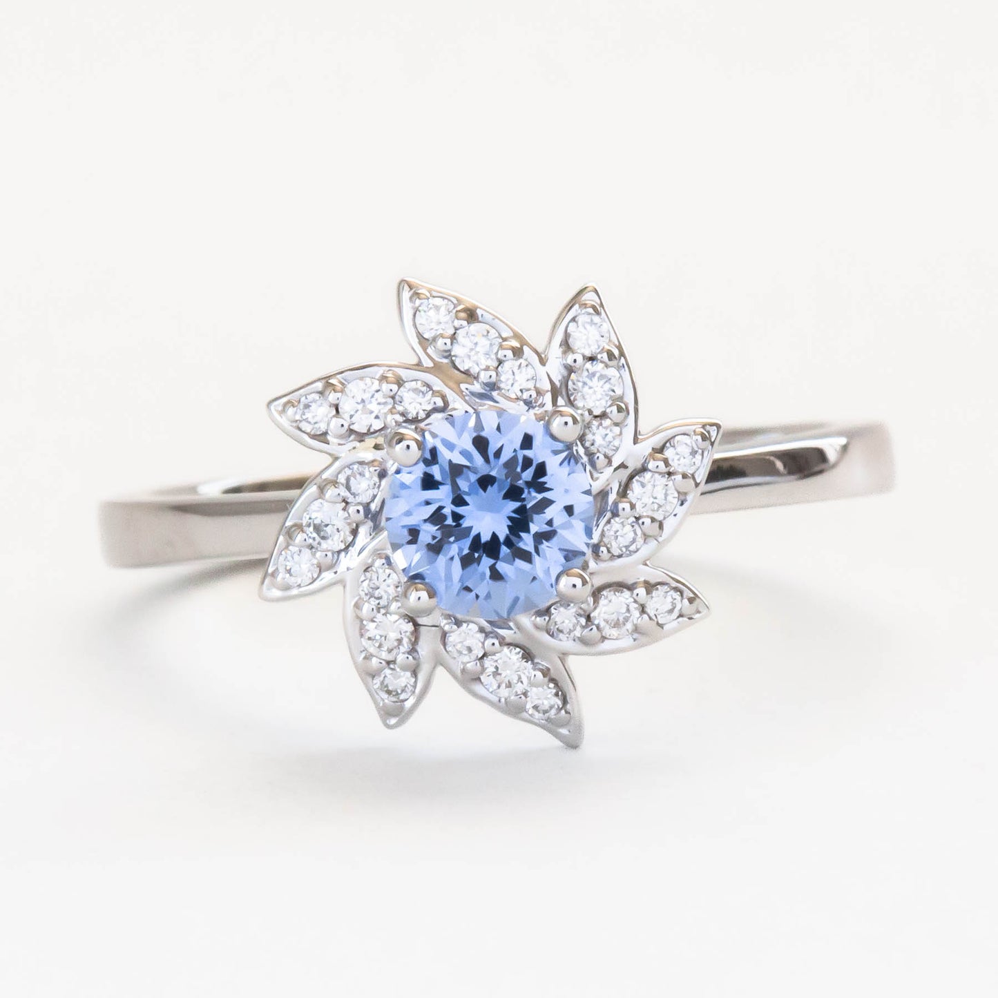 fern halo nature inspired engagement ring ready to ship