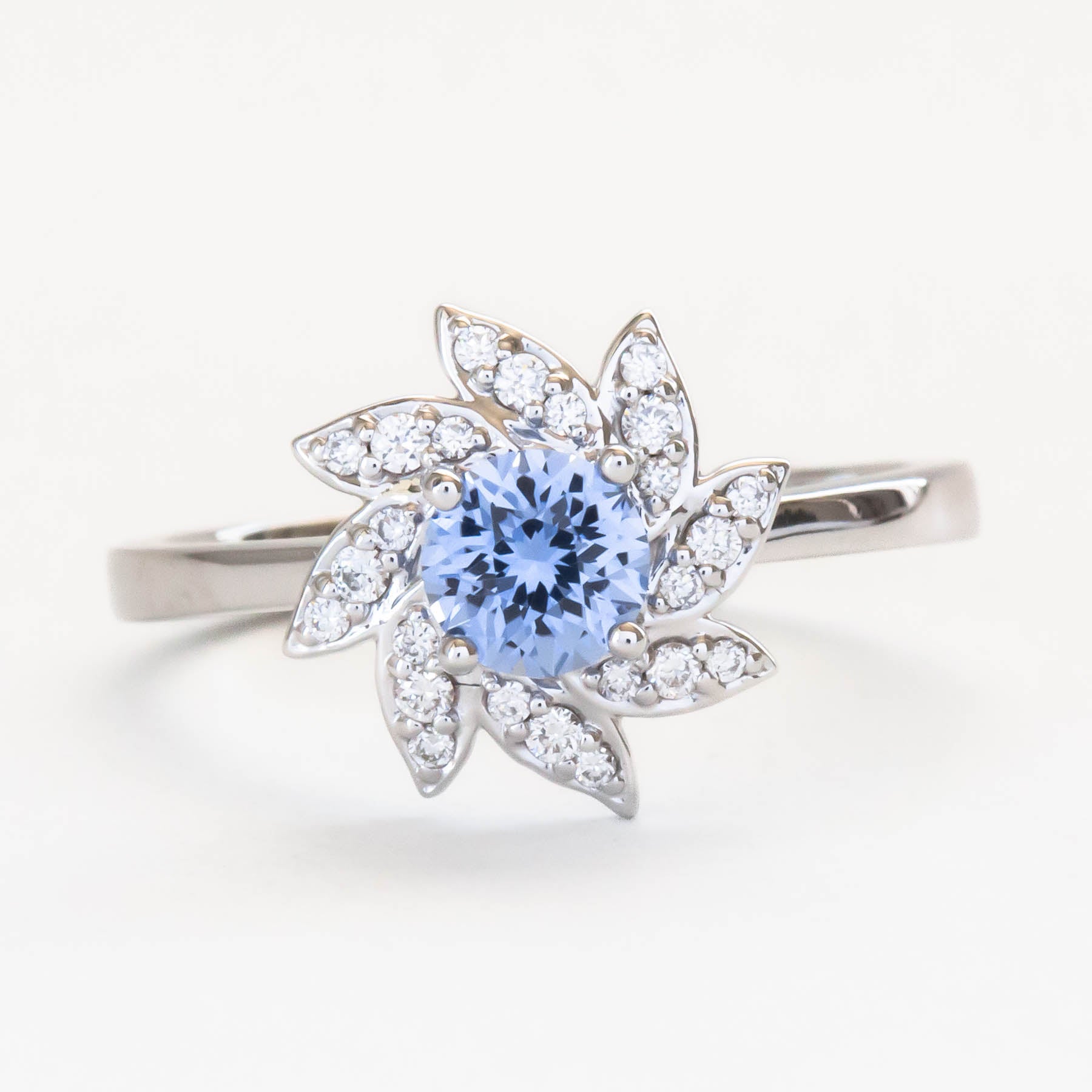 fern halo nature inspired engagement ring ready to ship