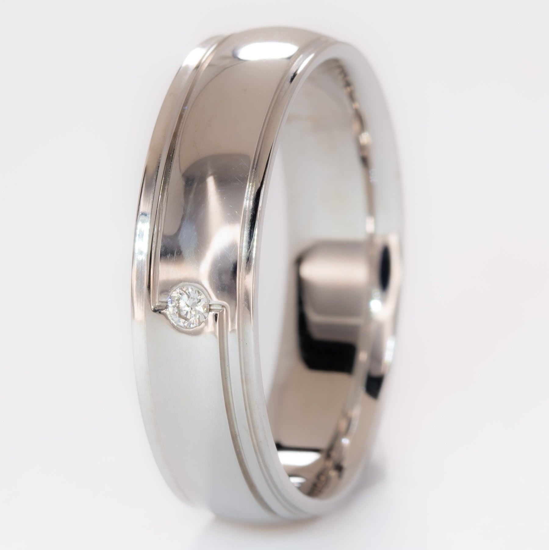 Geometric Band with natural diamond accent
