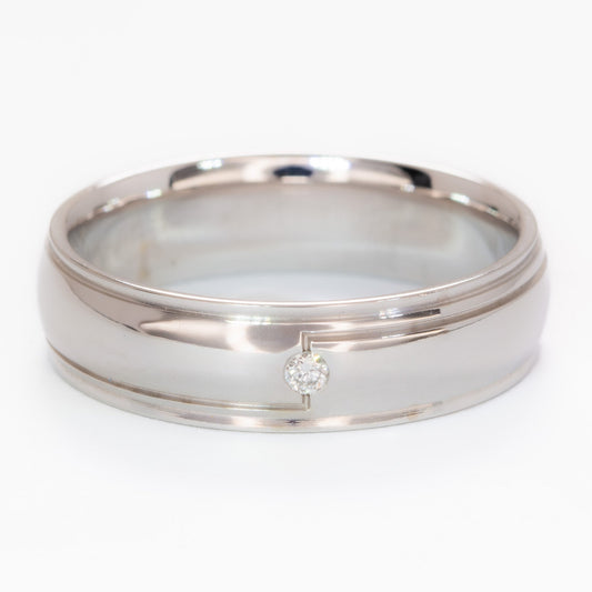 Geometric Band with natural diamond accent
