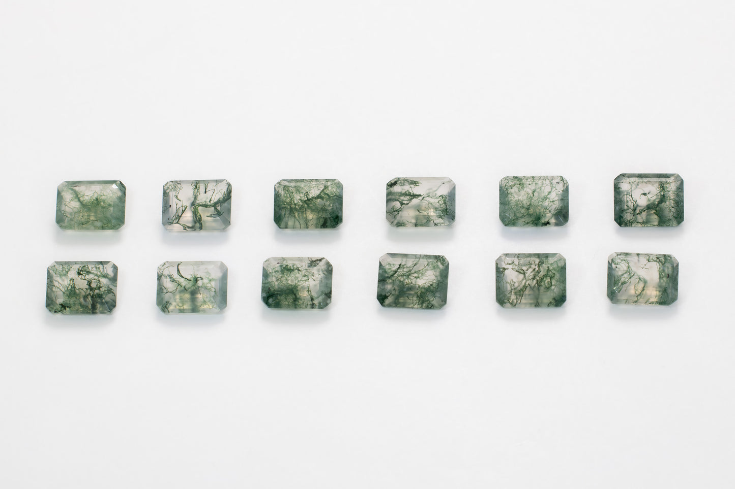 10x8mm Step Cut Green Moss Agate