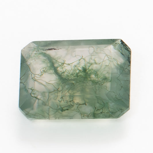 10x8mm Step Cut Green Moss Agate