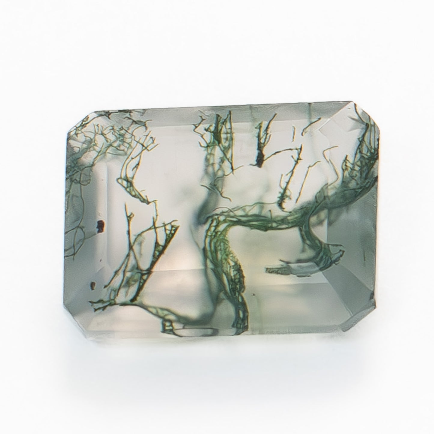 10x8mm Step Cut Green Moss Agate