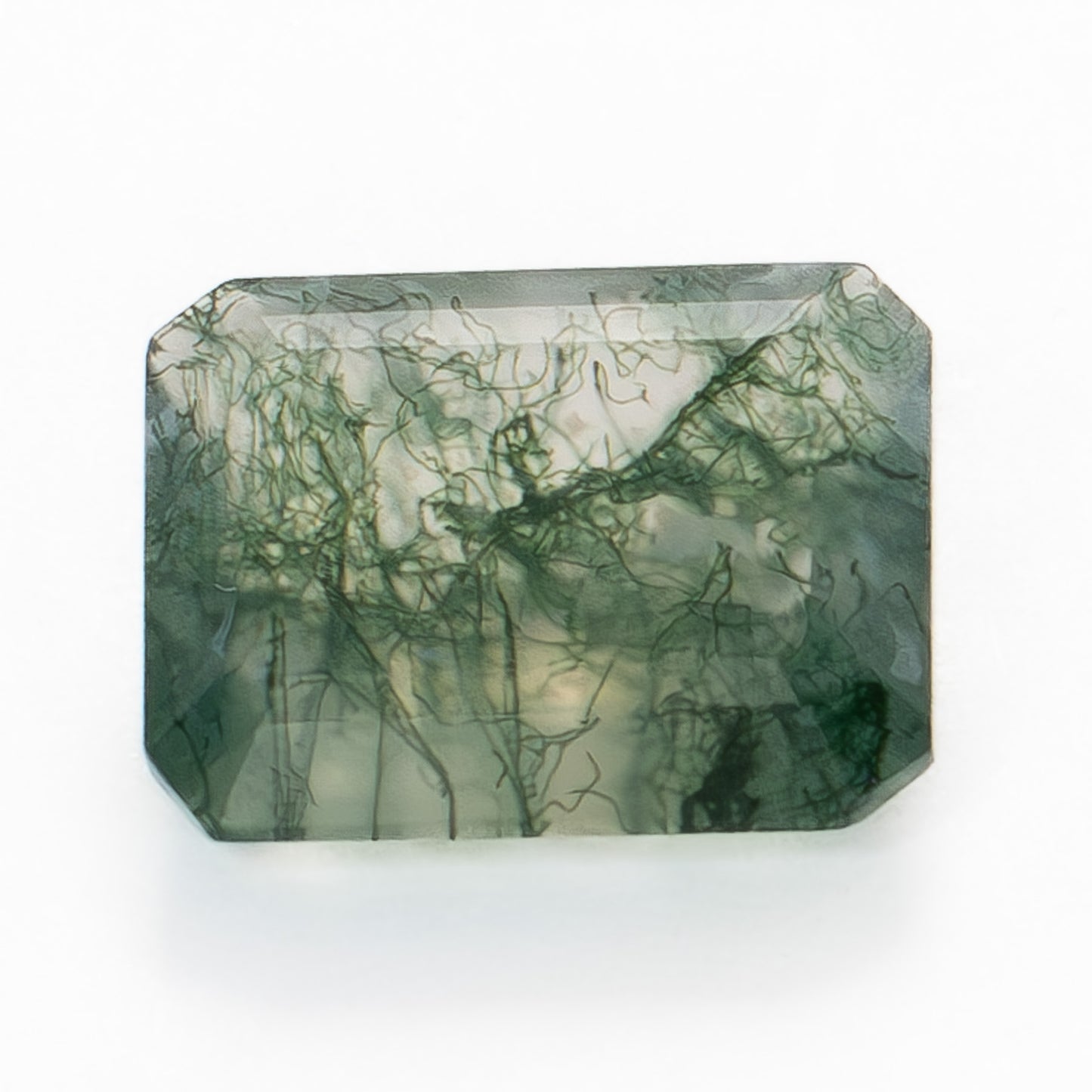 10x8mm Step Cut Green Moss Agate